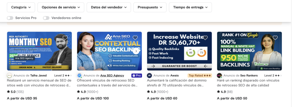 Cómo crear backlinks en Fiverr